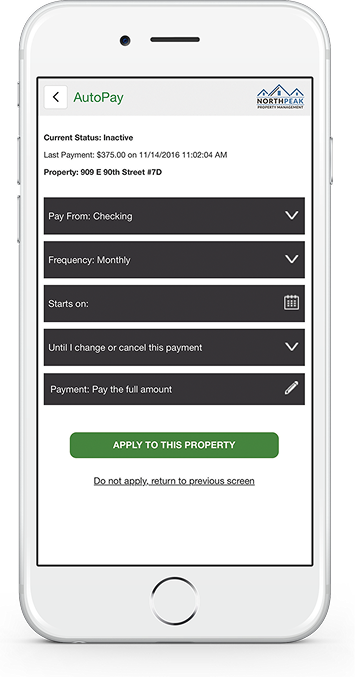 AutoPay screen