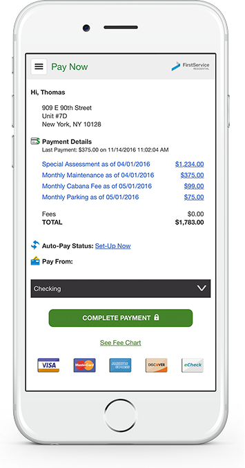 Pay now screen