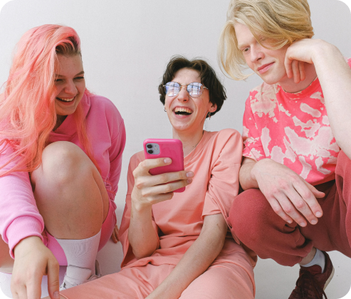 Friends laughing together